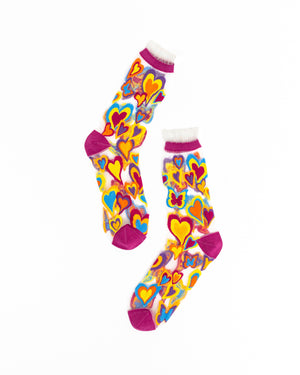 Sock candy Y2K heart socks womens sheer socks with ruffle